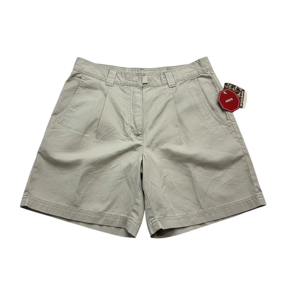 Woolrich Womens Shorts 4 Petite Kenna Stone Beige 100% Cotton Solid Chino Hiking